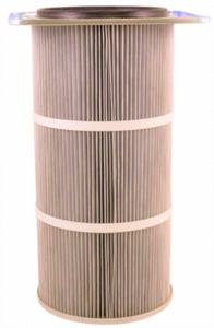 16in x 14.25in Flanged, Round 12.8in x 36in long Dust Collector Cartridge, 80/20 Blended Paper Wide Pleat and 2 Straps