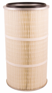 Round 12.8in x 26in Open/Closed Dust Collector Cartridge, 80/20 Blended Paper Wide Pleat and 2 Straps