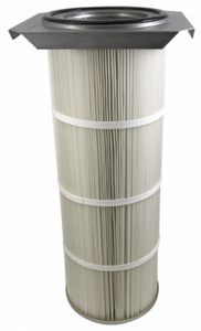 16.5in x 15in Flanged, Round 12.8in x 36in long Dust Collector Cartridge, 80/20 Blended Paper Wide Pleat and 2 Straps
