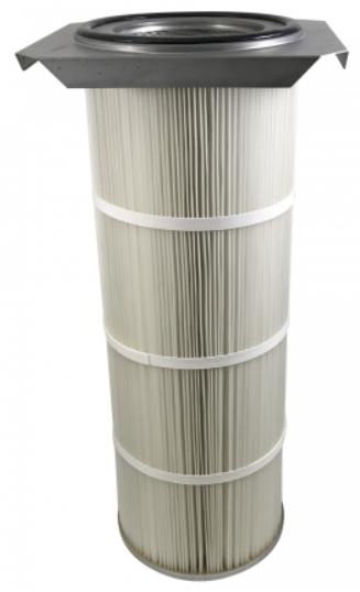 16.5in x 15in Flanged, Round 12.8in x 36in long Dust Collector Cartridge, 80/20 Blended Paper and 2 Straps
